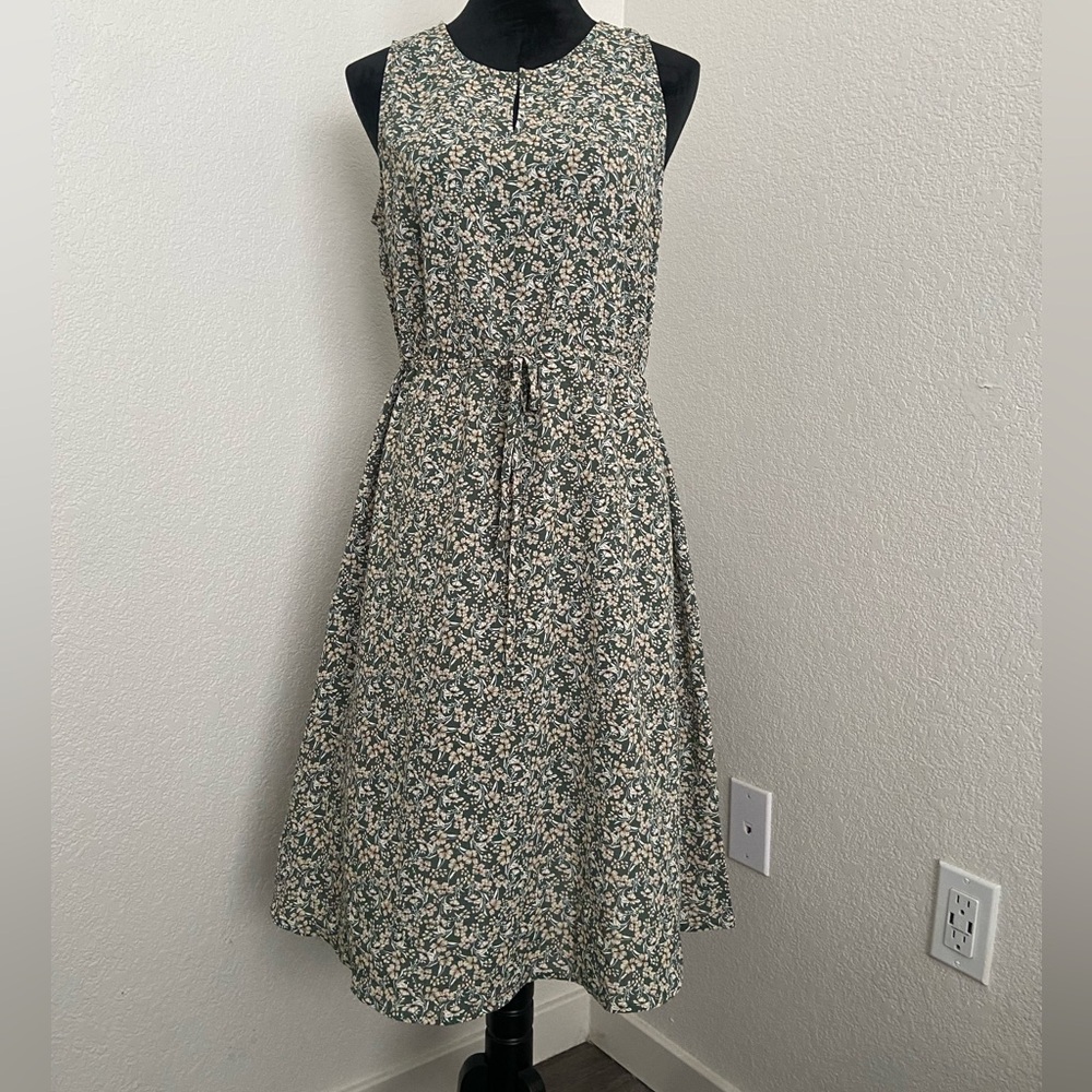 Allegra K Green and Cream Floral Midi Dress